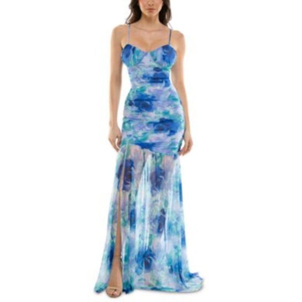 Katia Rae Blue Multi Sweetheart Neckline Evening Event Formal Prom